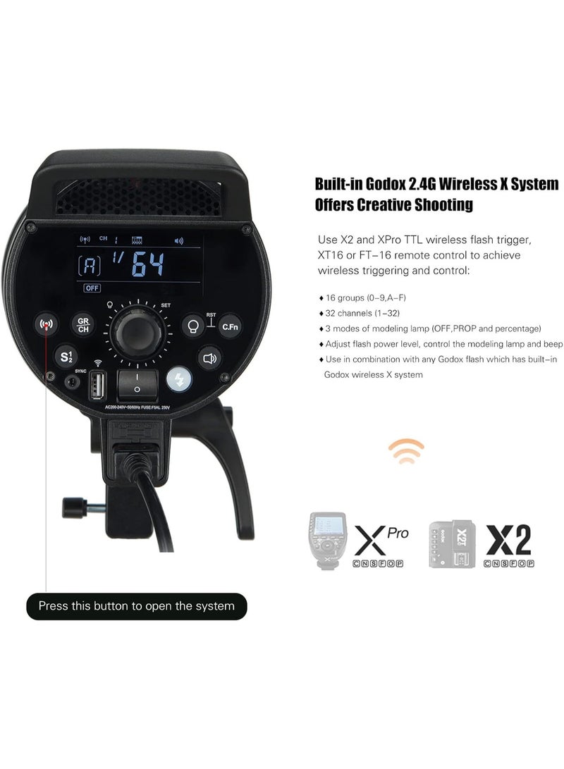 Godox فلاش استوديو مطور DP1000III-V 1000Ws طاقة GN140 5600±200K إضاءة ستروب لاسلكية نظام X مدمج مع قاعدة باوينز لصور الفلاش - Image 4