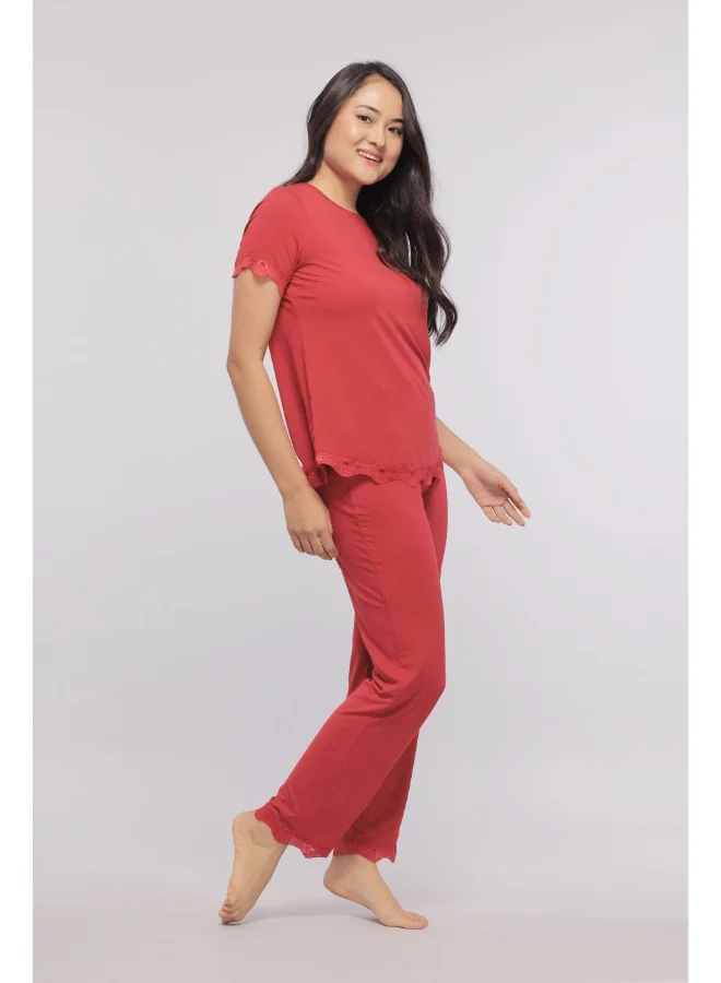 نسيسيرا Romantic Red Lace Pajama Set