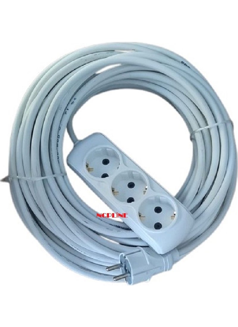 Yastech 3 Group Socket Extension Grounded 10 Meter Cable 