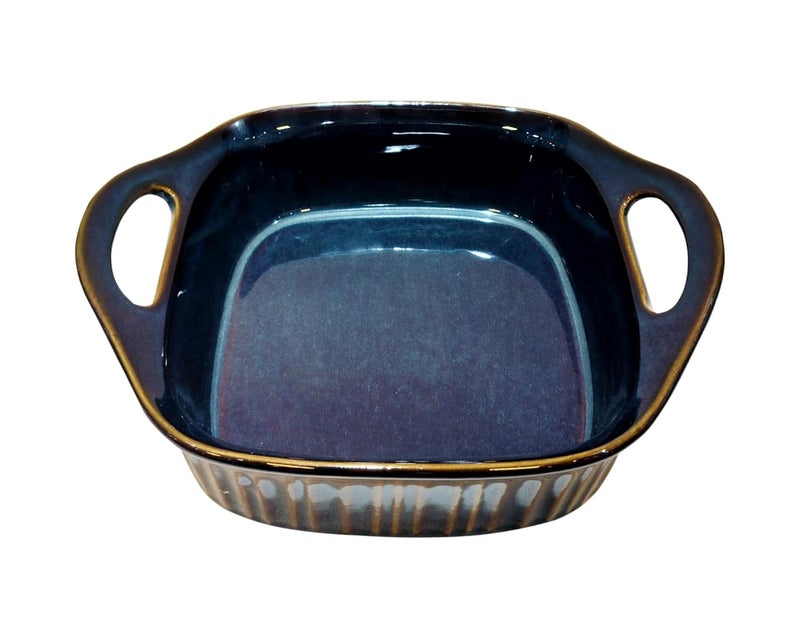 Lemon Tree Ceramic Rectangle Shape Stoneware Dish Serving Bowl for Kitchen Dining 890 ml Blue - Image 4