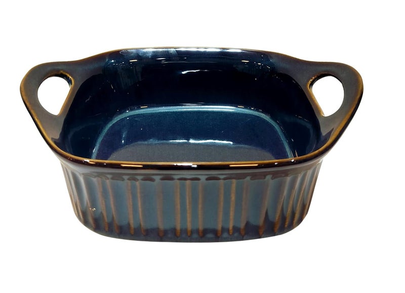 Lemon Tree Ceramic Rectangle Shape Stoneware Dish Serving Bowl for Kitchen Dining 890 ml Blue - Image 1