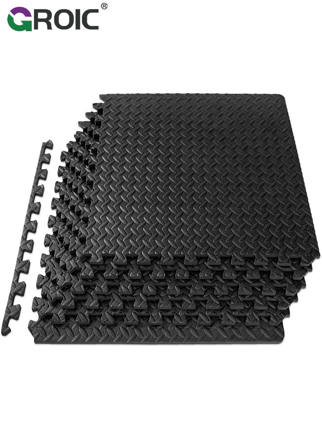GROIC 6 Pack Puzzle Exercise Floor Mat, EVA Foam Mats with Interlocking Floor Tiles, 12'' x 12'' Foam Gym Mat, Protective Flooring Mats Interlocking for Home and Gym Equipment - Image 1