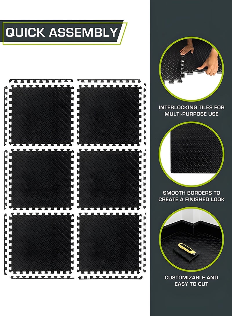 GROIC 6 Pack Puzzle Exercise Floor Mat, EVA Foam Mats with Interlocking Floor Tiles, 12'' x 12'' Foam Gym Mat, Protective Flooring Mats Interlocking for Home and Gym Equipment - Image 5