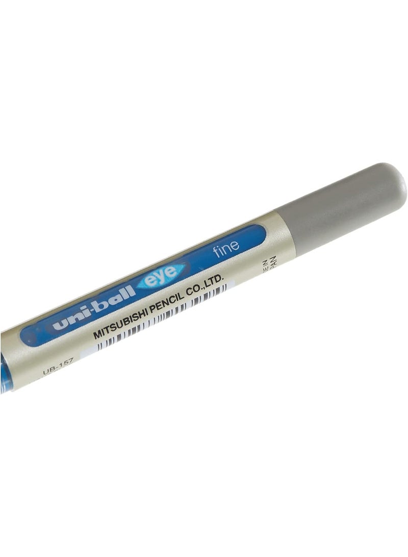 Uni-Ball-EYE Uni-Ball Eye Fine UB-157 Rollerball Pen - 0.7 mm Stainless Steel Tip, Rich Blue Ink - Image 2