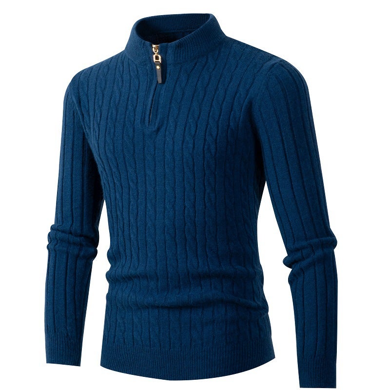 2024 Men'S Twist Sweater Half Zipper Stand Collar Thickened Warm Sweater Bottoming Shirt Casual Men'S Top - Image 4
