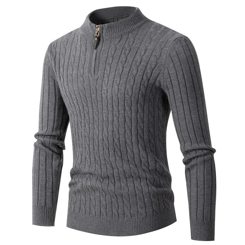 2024 Men'S Twist Sweater Half Zipper Stand Collar Thickened Warm Sweater Bottoming Shirt Casual Men'S Top - Image 3