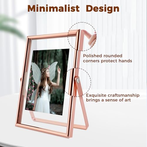 AhaGo Rose Gold Floating Frame, 4"x6", Vertical, For Picture 3.5x5, 3x4, 2x3, Mini Tabletop Photo Frame, Classy For Festival, Wedding, or Birthday - Image 3