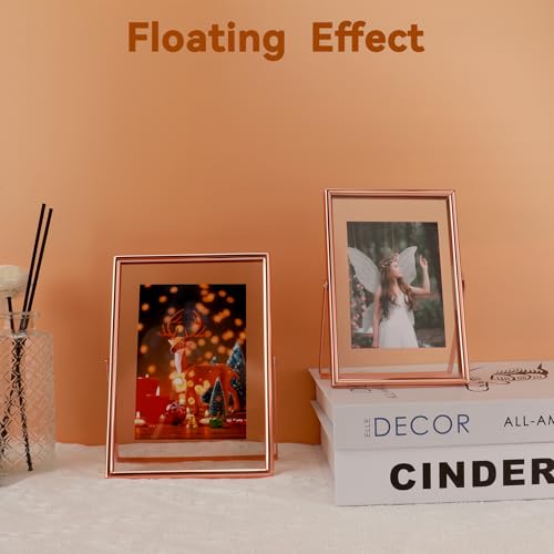 AhaGo Rose Gold Floating Frame, 4"x6", Vertical, For Picture 3.5x5, 3x4, 2x3, Mini Tabletop Photo Frame, Classy For Festival, Wedding, or Birthday - Image 4