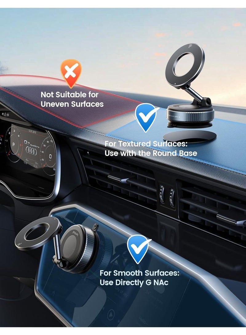 MagSafe Magnetic Car Phone Holder with 70 lbs Suction & Aluminum Alloy Arm - Black - Image 5