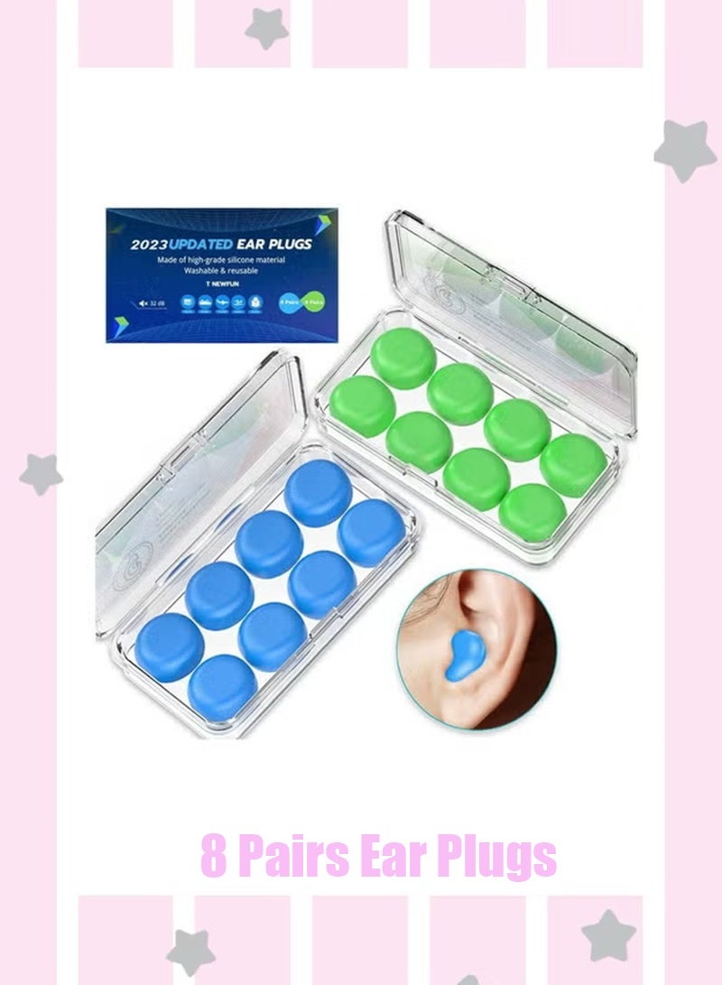 Ear Plugs for Sleep and Swimming 8 Pairs Of Reusable Silicone Molded Noise Canceling Ear Plugs - Image 1