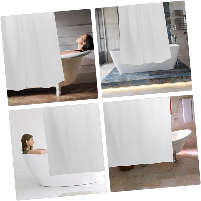 Waterproof Waffle Weave Shower Curtain with Curved Hooks, 80x180cm Thickened Solid Polyester Bath Curtain for Bathroom Shower, Resistant Divider Panel for Home Spa - Image 4