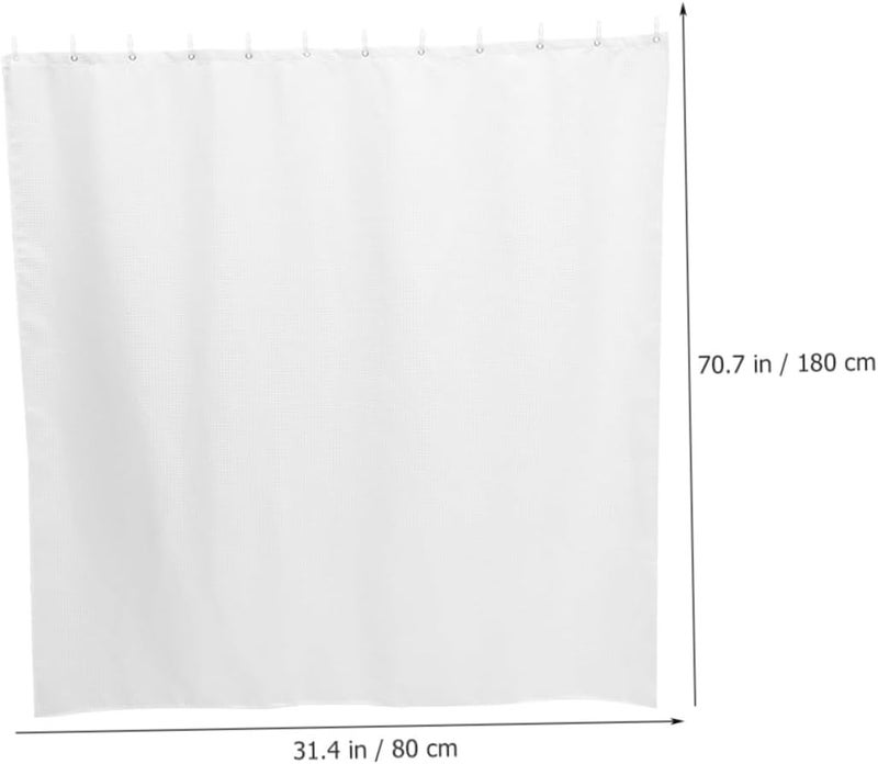 Waterproof Waffle Weave Shower Curtain with Curved Hooks, 80x180cm Thickened Solid Polyester Bath Curtain for Bathroom Shower, Resistant Divider Panel for Home Spa - Image 2