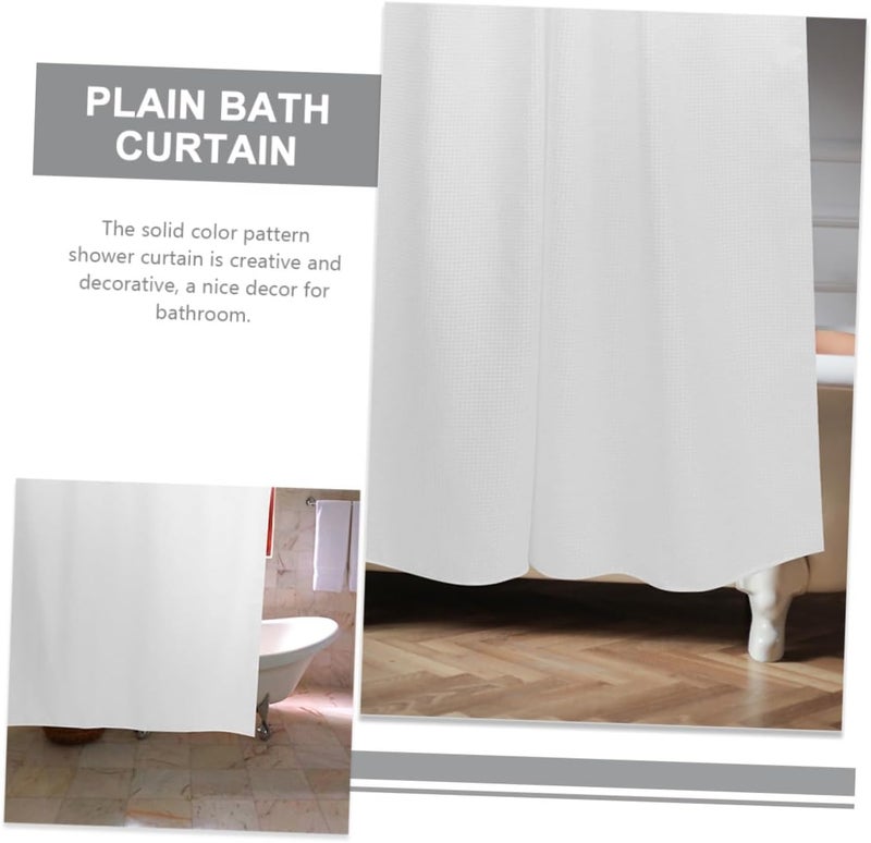 Waterproof Waffle Weave Shower Curtain with Curved Hooks, 80x180cm Thickened Solid Polyester Bath Curtain for Bathroom Shower, Resistant Divider Panel for Home Spa - Image 3