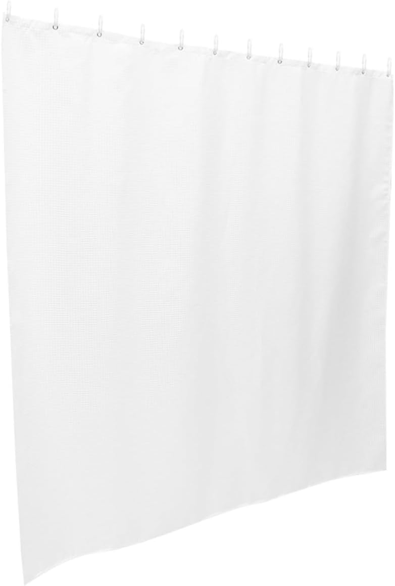 Waterproof Waffle Weave Shower Curtain with Curved Hooks, 80x180cm Thickened Solid Polyester Bath Curtain for Bathroom Shower, Resistant Divider Panel for Home Spa - Image 1