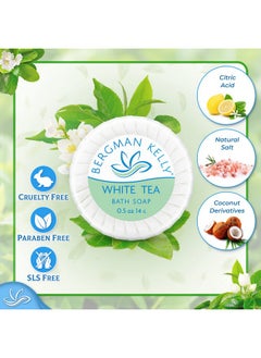 BERGMAN KELLY Ergman Kelly Hotel Soap Bars (White Tea 0.5 Oz 100 Pk) Travel Size Luxury Bulk Amenities Bar Soap Mini Individually Wrapped Round Soap Small Toiletries For Airbnb Motel Guest Bathroom  - Image 3