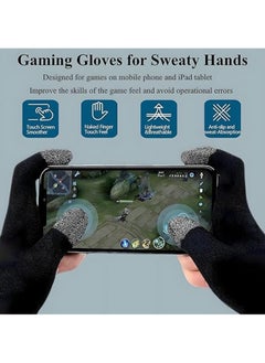 Aurafly 1 Pairs E-Sports Gaming Gloves＋4 Pcs Mobile Esports Gaming Finger Sleeve，Anti-Sweat Breathable Thumb for Highly Sensitive Nano-Silver Fiber Material and Nylon PUBG Mobile Phone Games Accessories  - Image 2