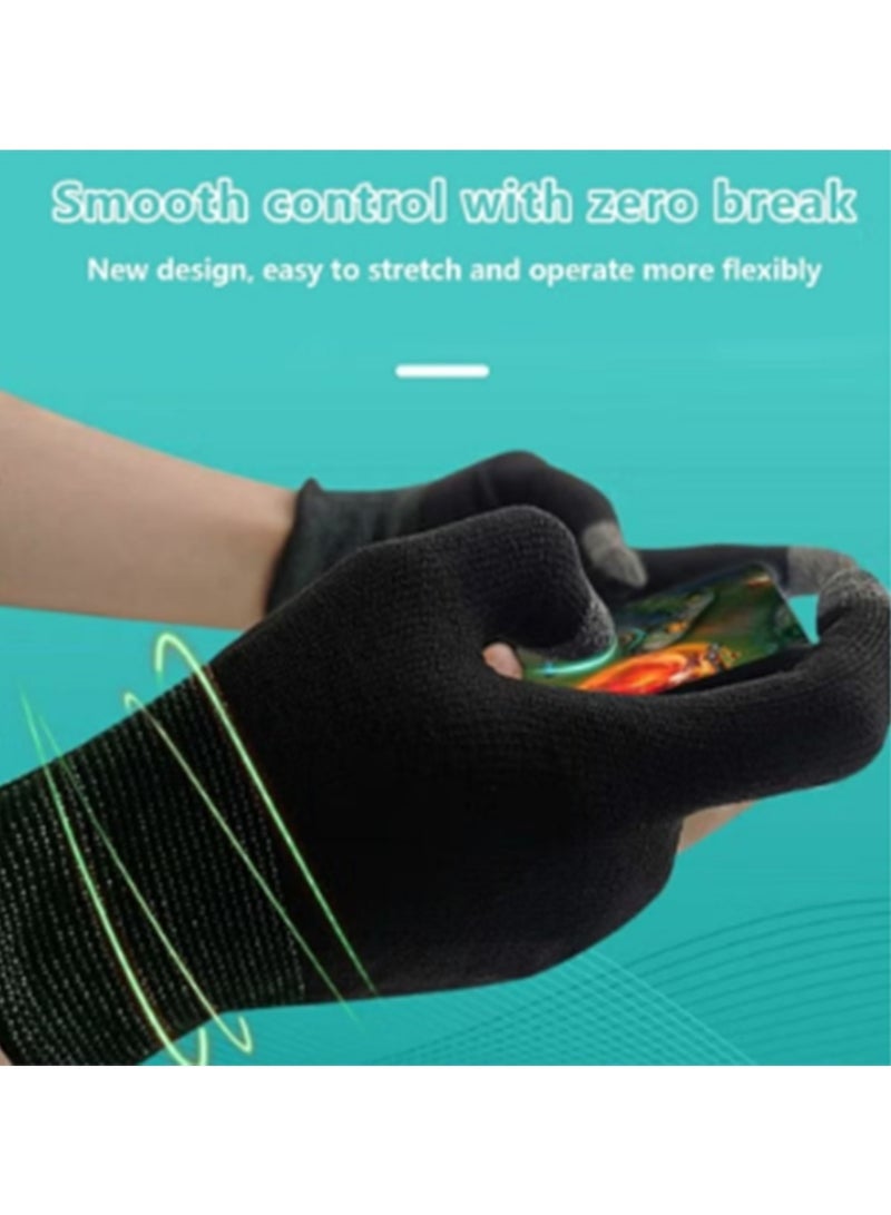 Aurafly 1 Pairs E-Sports Gaming Gloves＋4 Pcs Mobile Esports Gaming Finger Sleeve，Anti-Sweat Breathable Thumb for Highly Sensitive Nano-Silver Fiber Material and Nylon PUBG Mobile Phone Games Accessories  - Image 4