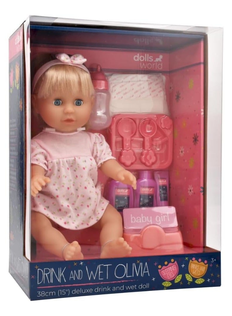 دولز وورلد أوليفيا 15 بوصة مشروب ومعها دمية فاخرة ذات عيون نائمة بشعر من بيتركين هدية للأطفال من عمر 18 شهرًا فما فوق - Image 2