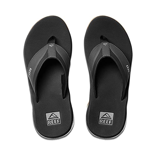 Reef Anchor Mens Beach Flip Flop, Water Friendly, Cushioning Heel Airbag, Black/Silver, 11 - Image 3