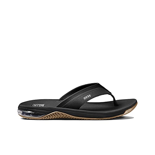 Reef Anchor Mens Beach Flip Flop, Water Friendly, Cushioning Heel Airbag, Black/Silver, 11 - Image 4