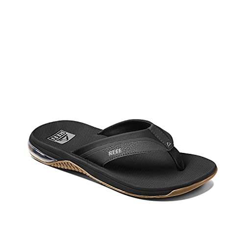 Reef Anchor Mens Beach Flip Flop, Water Friendly, Cushioning Heel Airbag, Black/Silver, 11 - Image 1