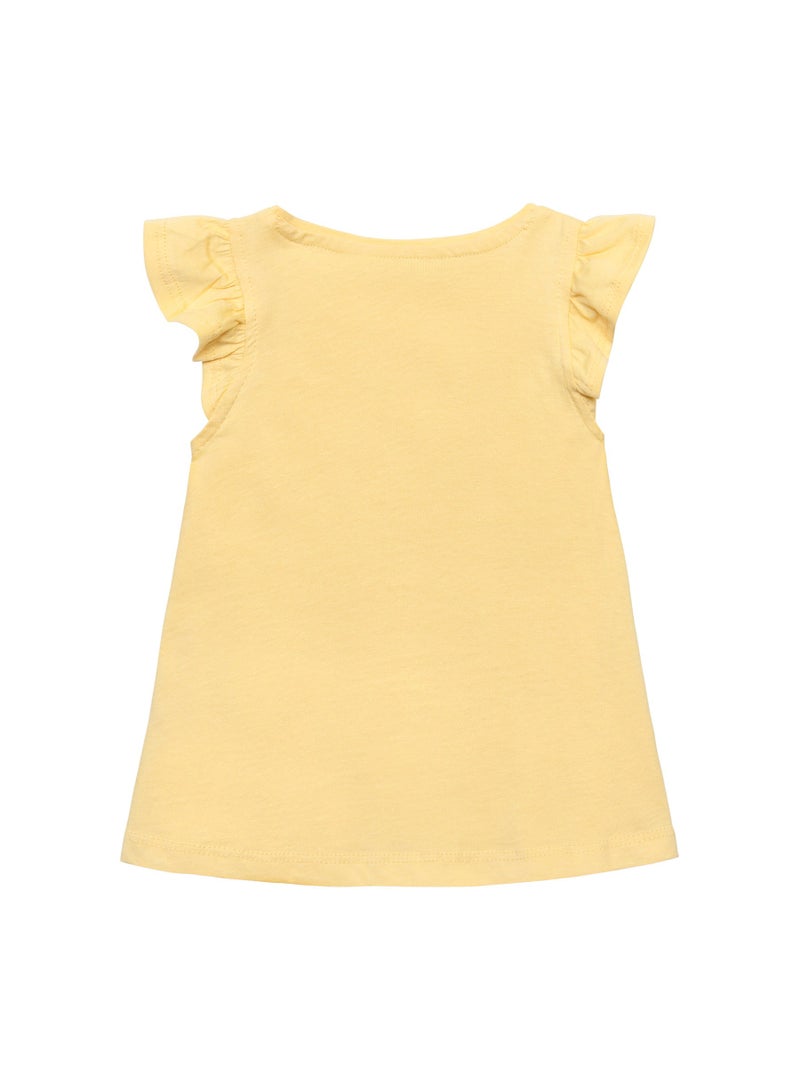 MINOTI Girls Cap Sleeve T-Shirt with Frill Detail - Image 2