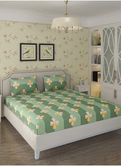 Status Contract Spring Summer Collection-Cotton Rich Double Bedsheet with 2 Pillow Covers for Bed Room, Home, Hotel-120 GSM, Green Clover, 210 X 215 Cm  - Image 2