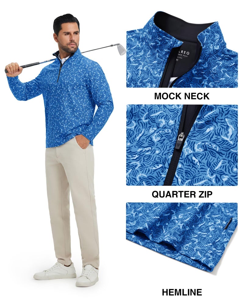 M MAELREG Quarter Zip Pullover Men Performance Dry Fit Heather Midlayer Casual Sports Golf Sweatshirts for Men - Image 3