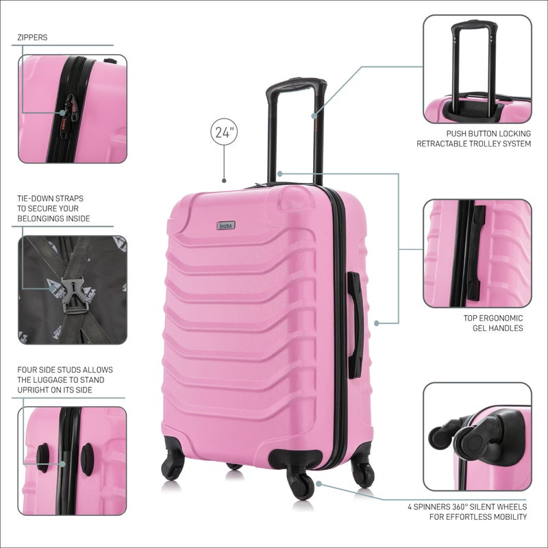 InUSA ENDURANCE Luggage with Spinner Wheels | Durable Lightweight Hardshell Suitcase, Spacious Travel Bag with Handle and Trolley | 20-Inch Carry On Small Luggage | Pink - Image 3