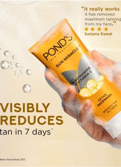 Pond's Sun Miracle DeTan FaceWash | With Niacinamide + Vitamin C | Reduces Tan In 1 Week | 100g  - Image 2