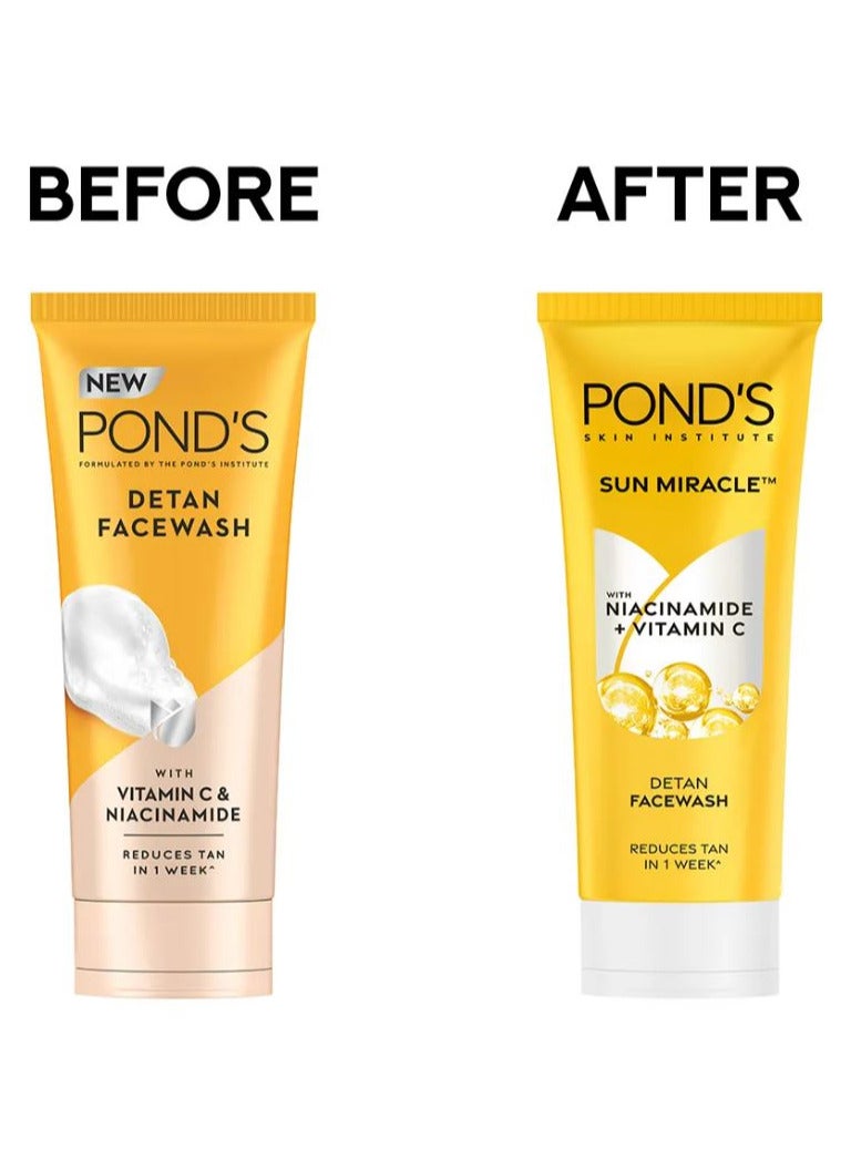 Pond's Sun Miracle DeTan FaceWash | With Niacinamide + Vitamin C | Reduces Tan In 1 Week | 100g - Image 3