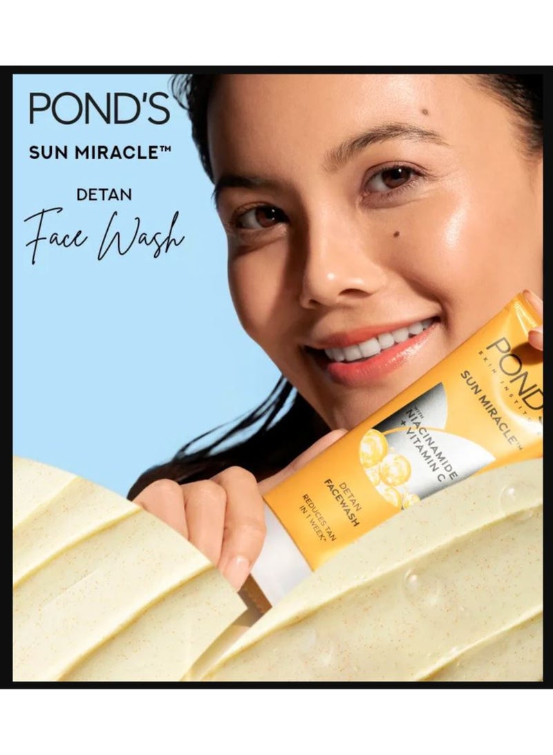Pond's Sun Miracle DeTan FaceWash | With Niacinamide + Vitamin C | Reduces Tan In 1 Week | 100g - Image 4