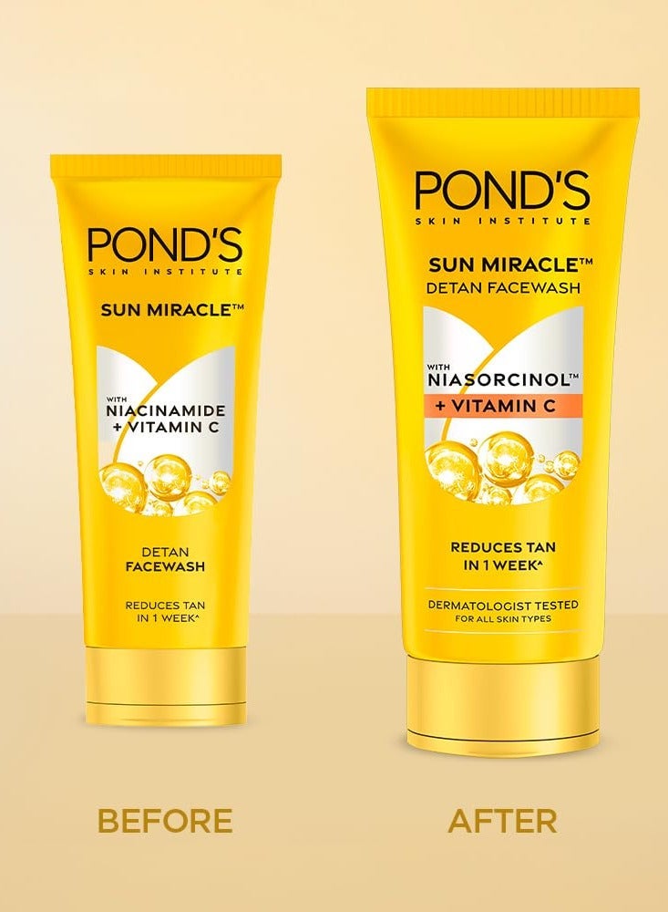Pond's Sun Miracle DeTan FaceWash | With Niasorcinol + Vitamin C | Reduces Tan In 1 Week | 100g - Image 2