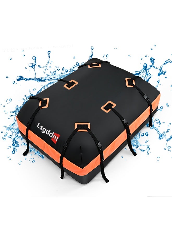 Lsgddm Lsgddm Roof Bag, Waterproof Soft Car Top Carrier Without Rack, 21 Cubic Feet Cargo Carrier for Top of All Vehicles with/Without Rack, Includes Anti-Slip Mat, 6 Door Hooks, Luggage Lock, Storage Bag - Image 1