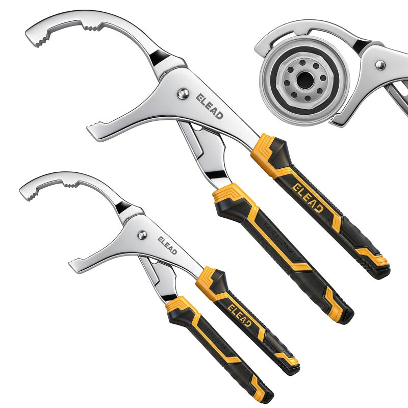 ELEAD Adjustable Oil Filter Wrench Set - 9" & 12" Oil Filter Pliers Oil Filter Removal Tools for Cars, Trucks, Motorcycles - Durable Carbon Steel, Ergonomic Grip, Easy Access Design - Image 1