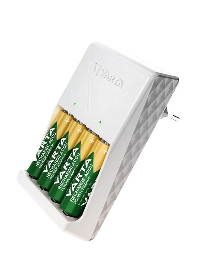 VARTA Plug Charger , 240V , comprises 4 charger models compatible with 2 or 4 rechargeable batteries in all common sizes AAA, AA, & 2-Piece Eneloop AAA Batteries WhiteBundle - Image 2