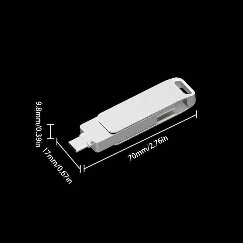 محرك فلاش مزدوج USB-C/USB محرك فلاش مزدوج USB 3.2 ونوع C عالي السرعة 150 ميغابايت في الثانية بحماية دوارة بزاوية 360 درجة للاستخدام المزدوج للجوال والكمبيوتر - Image 5