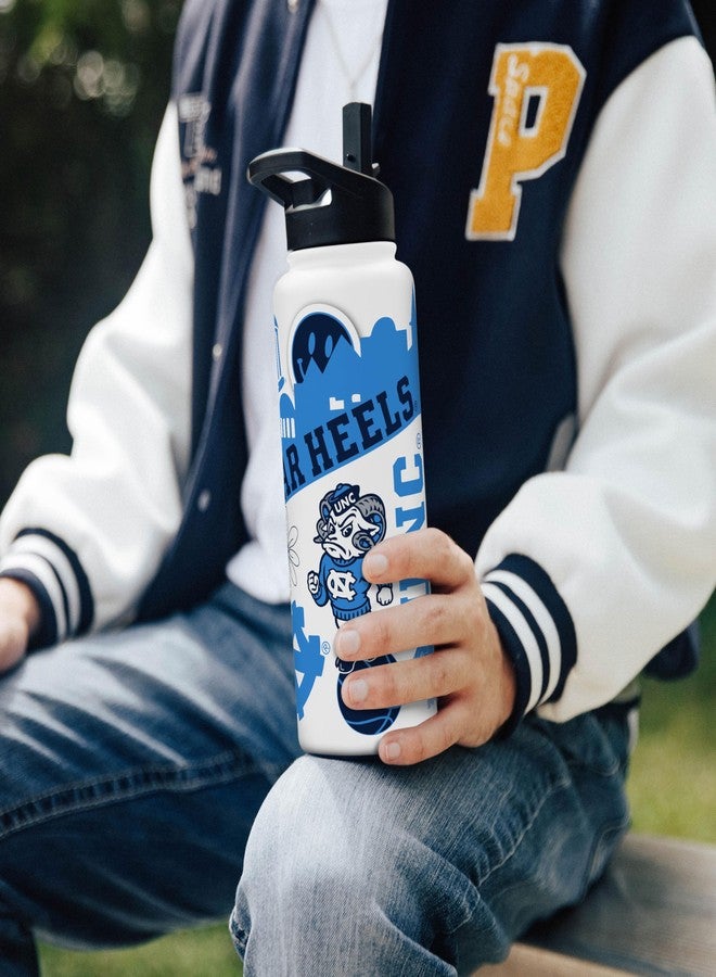Logo Brands NCAA North Carolina Tar Heels 34oz Native Quencher Bottle - Double-Wall Insulated, Stainless Steel, No-Spill Lid, Easy Carry Handle - Image 3