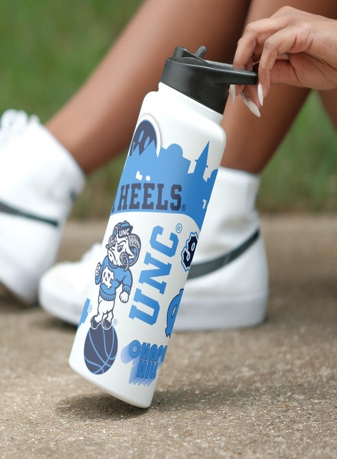 Logo Brands NCAA North Carolina Tar Heels 34oz Native Quencher Bottle - Double-Wall Insulated, Stainless Steel, No-Spill Lid, Easy Carry Handle - Image 2