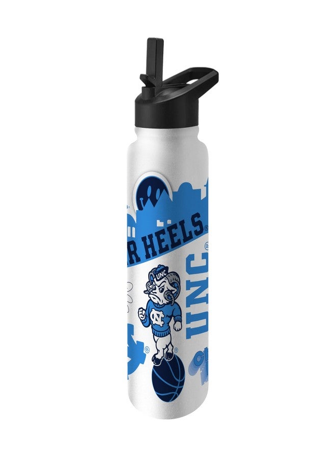 Logo Brands NCAA North Carolina Tar Heels 34oz Native Quencher Bottle - Double-Wall Insulated, Stainless Steel, No-Spill Lid, Easy Carry Handle - Image 1