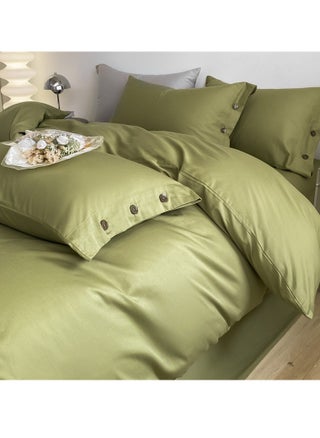 Bed Cover Set, Soft Luxurious Pure Bedsheet Set, Long-staple Cotton Simple Solid Color Bed Sheet Quilt Cover Bedding Twill Cotton Set, ( tea green, 2.0m bed sheet four-piece set) - pzsku/Z1829D689994517FEA2FEZ/45/_/1706944969/2a916ea3-b302-44d5-8a62-05b52db596ab