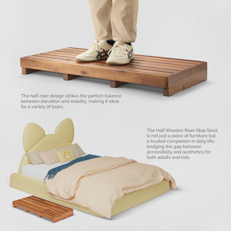 TINAMO One Step Stool for Elderly (35" Length) - Acacia Wood High Step Stool with Non-Slip Pads - 550 Lbs Wooden Mobility Stepping Stools for Handicap, Bed, Bathroom, Kitchen (Patent Pending) - Image 4