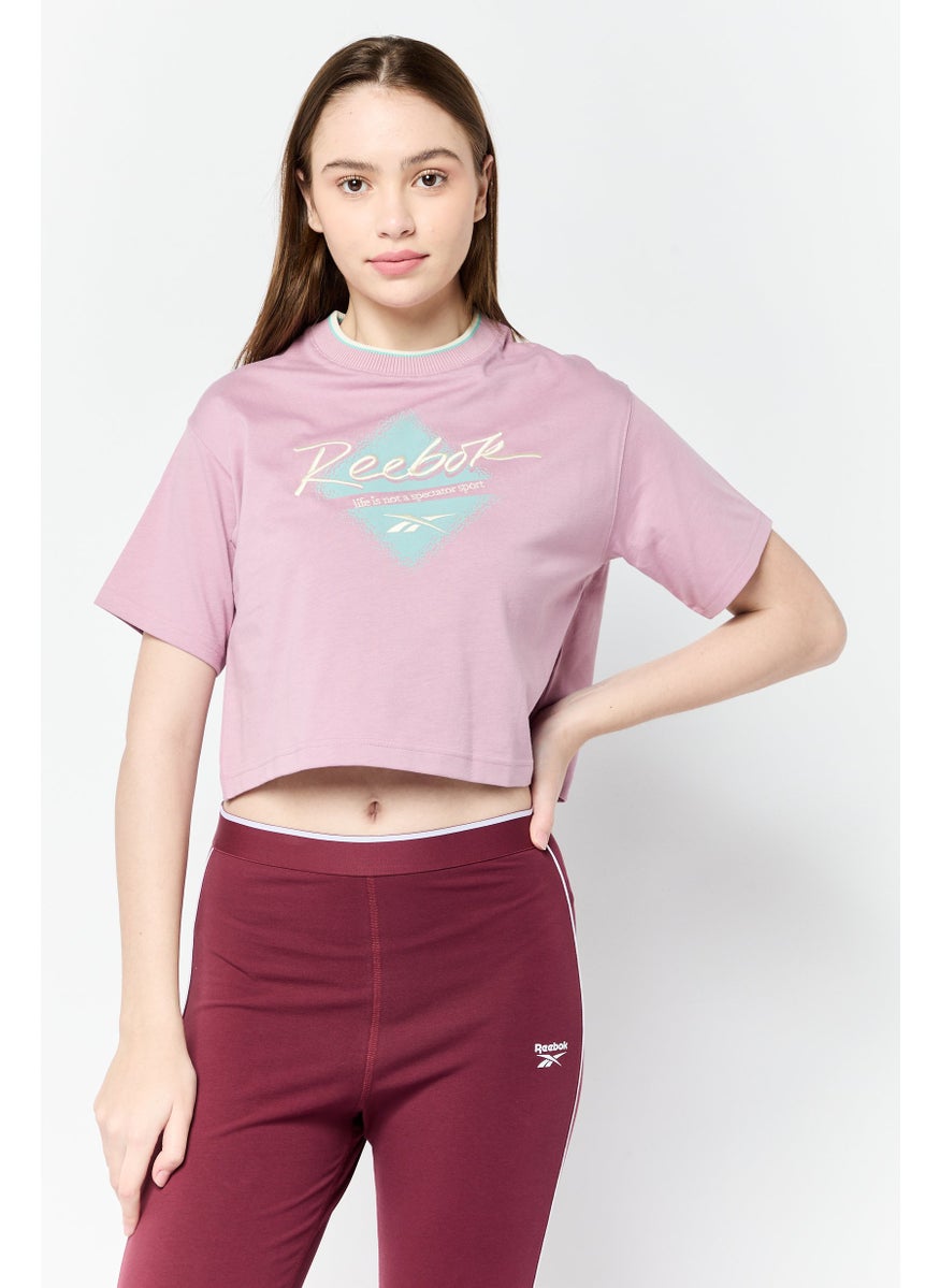 Reebok Women Sportswear Fit Short Sleeves Outdoor Top, Pink  - Image 1