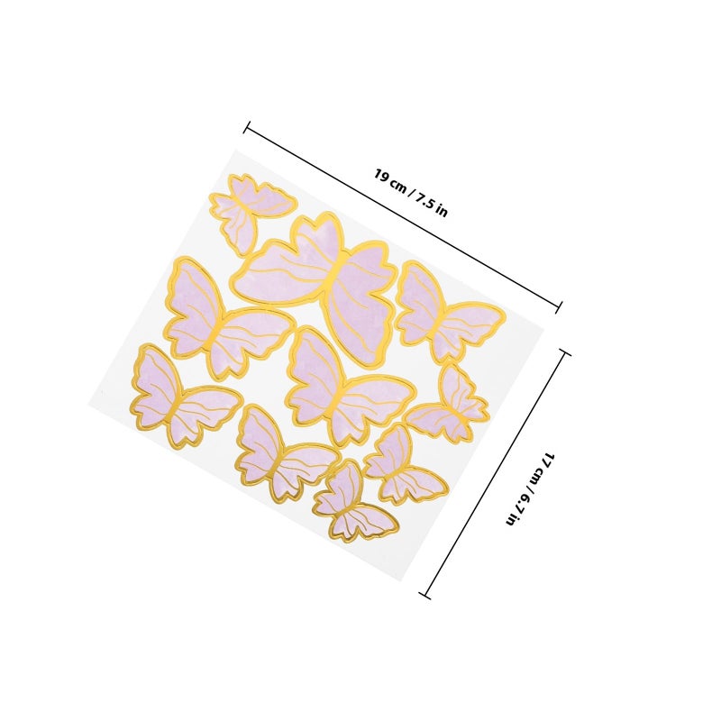 Gold Edged Purple Paper Butterfly Cake Topper 10 Sets Cupcake Decorations Wedding Birthday Party - Image 3