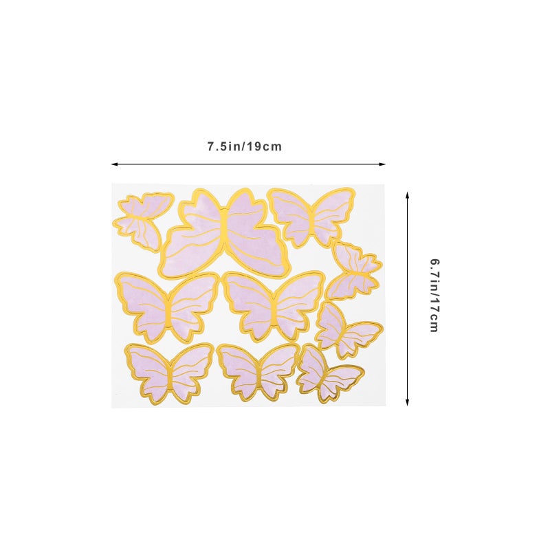 Gold Edged Purple Paper Butterfly Cake Topper 10 Sets Cupcake Decorations Wedding Birthday Party - Image 5