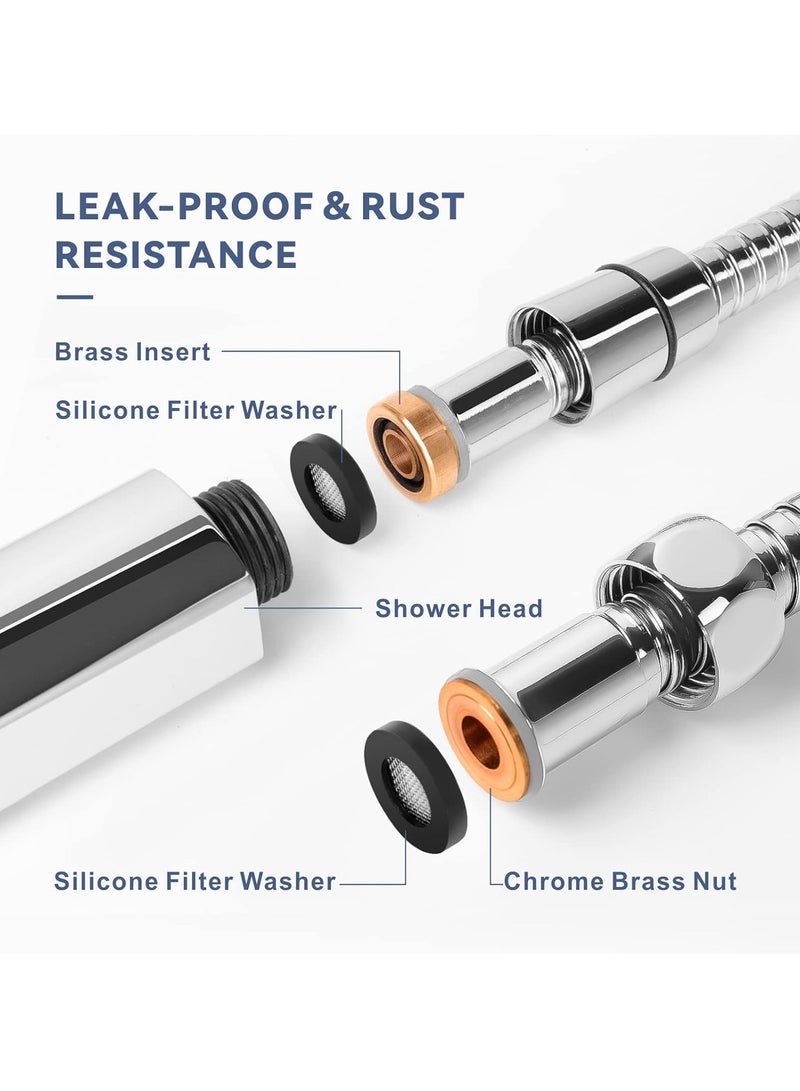 150CM Extra Long Shower Hose, Baytion 360°Anti-twist 304 Stainless Steel Handheld Shower Hose for Shower/Sitz Bath/Pet or Child Bathing【Leak-proof 】【Anti-erosion】【1/2” Brass Spin Inner Core】  - Image 3
