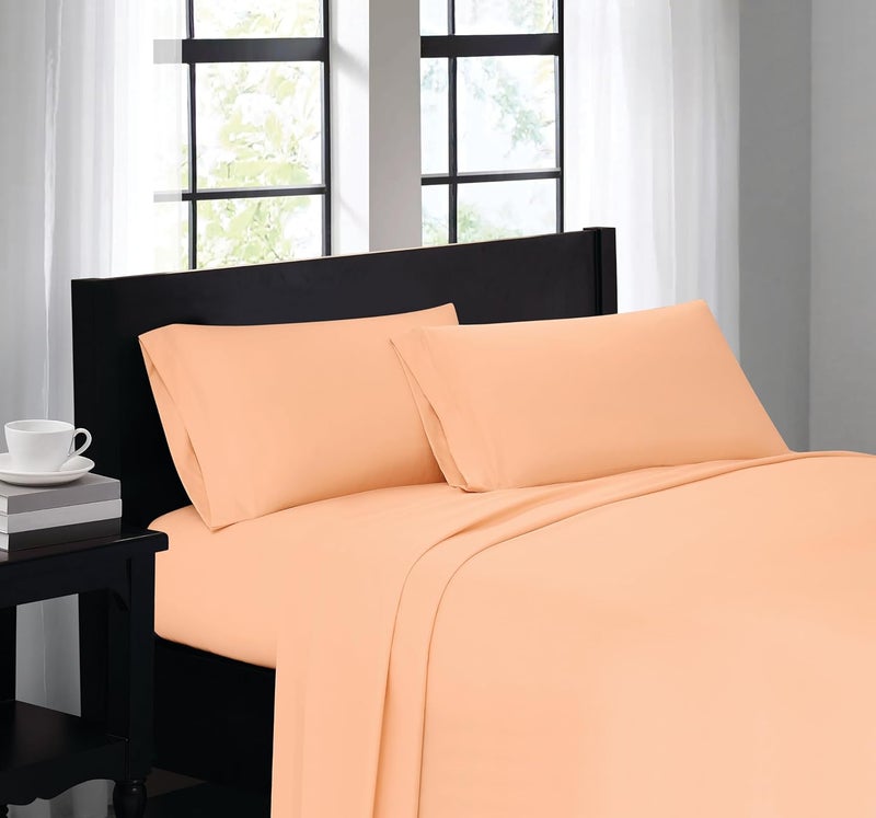 TRULY SOFT Everyday Sheet Set Peach Polyester 3-Piece Twin XL Sheet Set, Solid Color Themed, Adult Bedding, Oeko-TEX Certified - Image 1