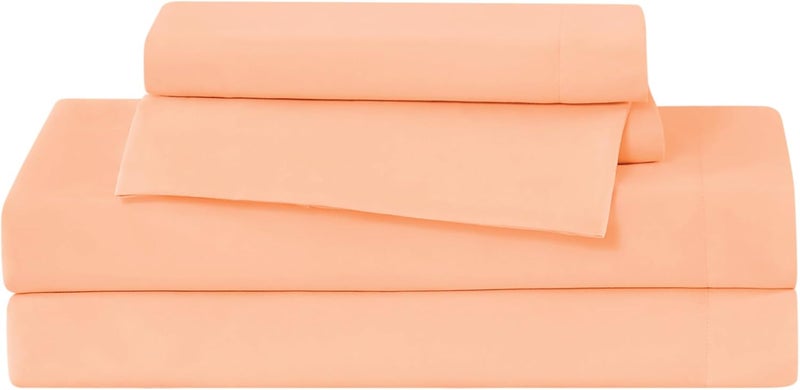 TRULY SOFT Everyday Sheet Set Peach Polyester 3-Piece Twin XL Sheet Set, Solid Color Themed, Adult Bedding, Oeko-TEX Certified - Image 2