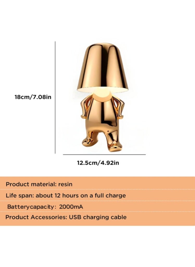 ريتش لايف مصباح مكتب LED يعمل باللمس وقابل لإعادة الشحن - وضعية أكيمبو على شكل شخصية ذهبية، قابل لإعادة الشحن عبر USB، 3 أوضاع ألوان، إضاءة ليلية مزخرفة بجانب السرير، مناسب لغرفة النوم والمكتب كهدية - Image 2