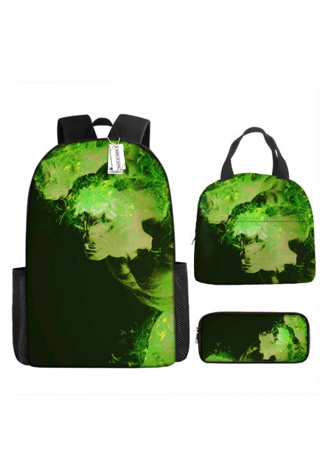 Cartoon printed three piece backpack for primary and secondary school students, anime backpack, shoulder bag, pencil case